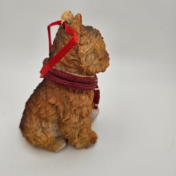 Yorkshire Terrier Dog Christmas Ornament Figurine w/ Scarf Resin Holiday Decor - Picture 5 of 7